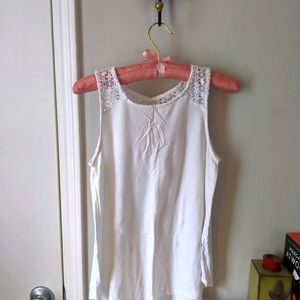 White knit detail tank top